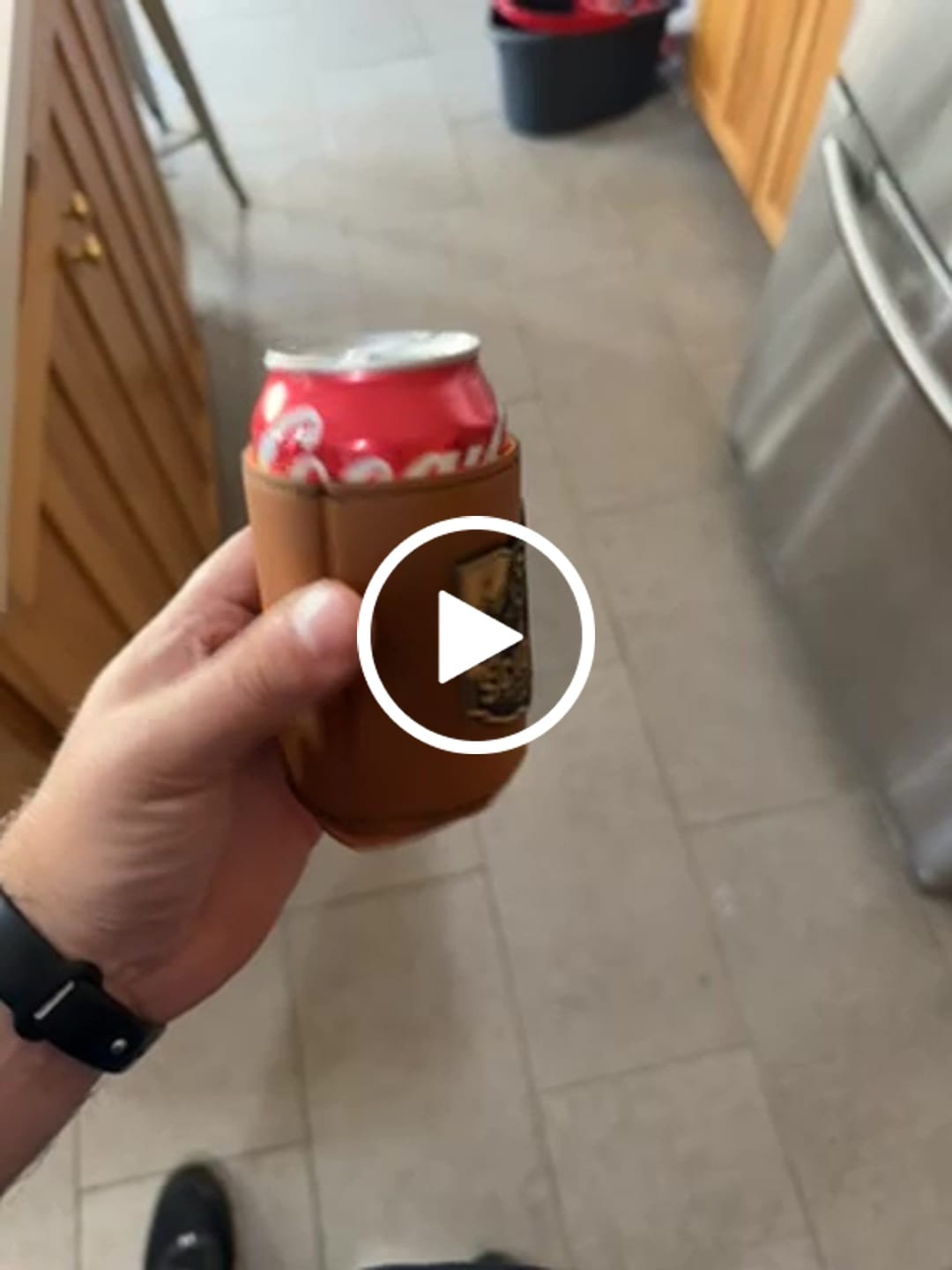 Customer video review of Custom Leather Patch Koozies