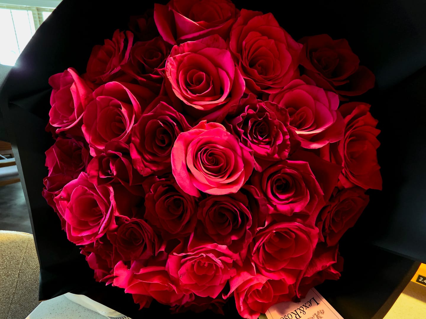 Customer photo review of Red & Hot Pink Rose Bouquet