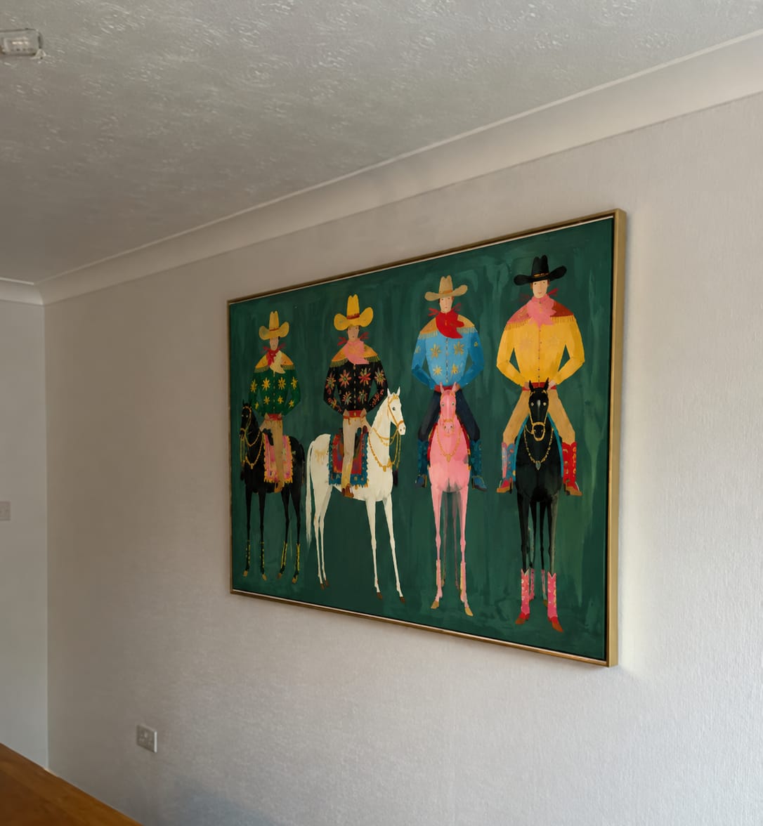 Customer photo review of Saddle Parade-Western Cowboy Horse Painting