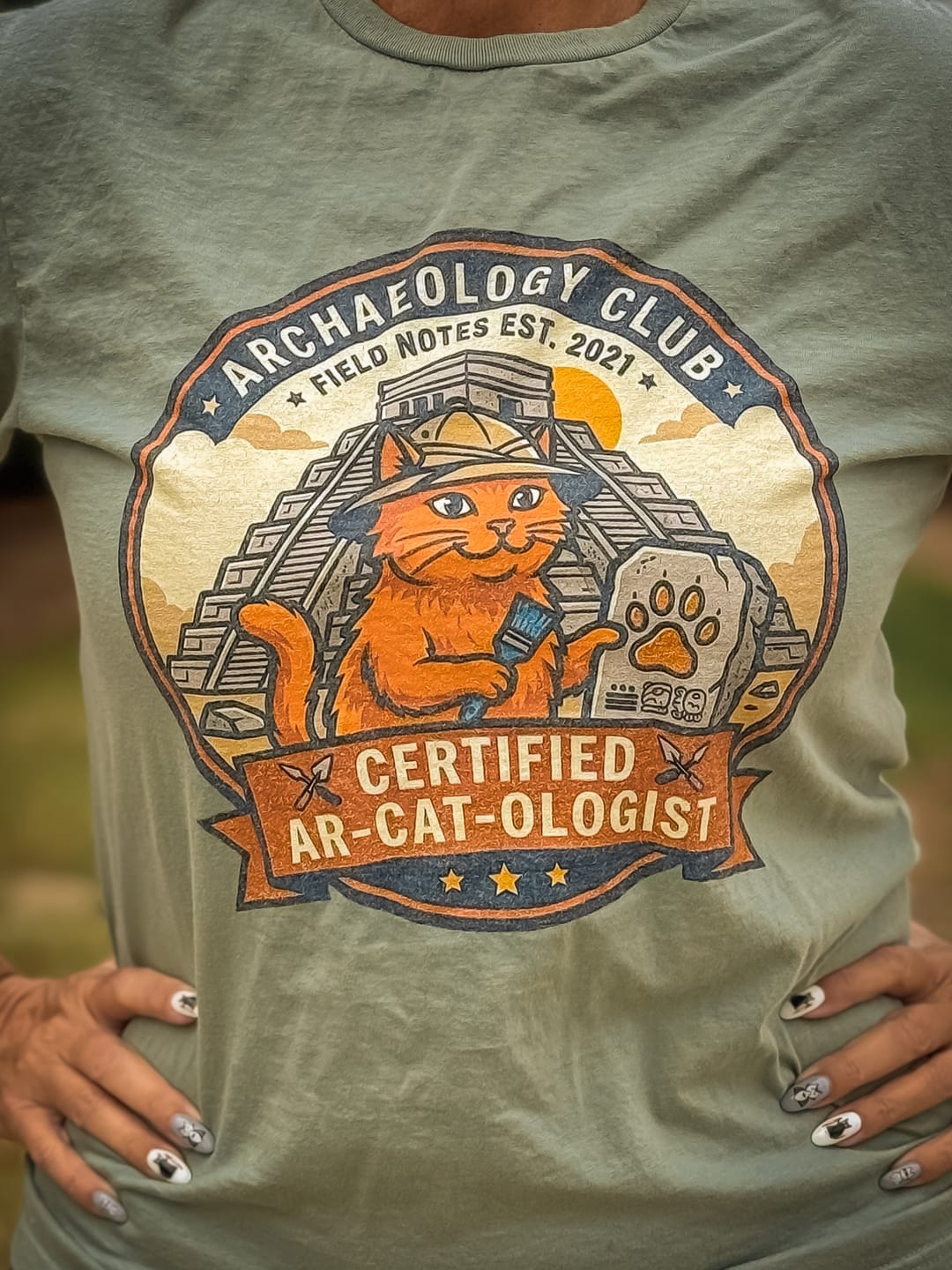 Customer photo review of Archaeology Club Mayan Pyramid T-Shirt