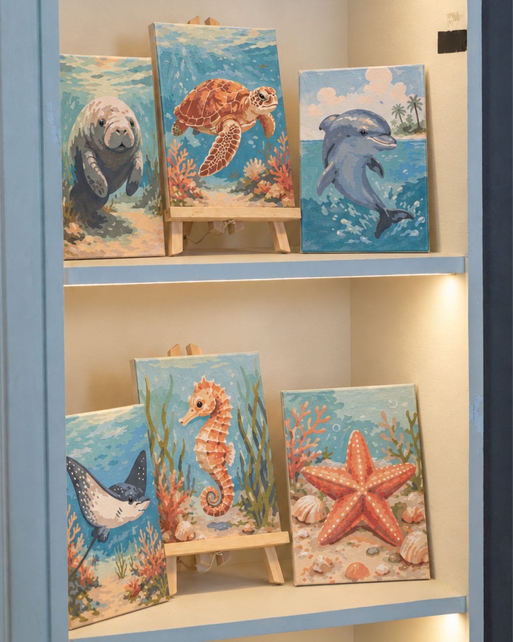 Customer photo review of Mini Peinture par numéros 15x20cm (6 pièces) - Trésors de l'Océan