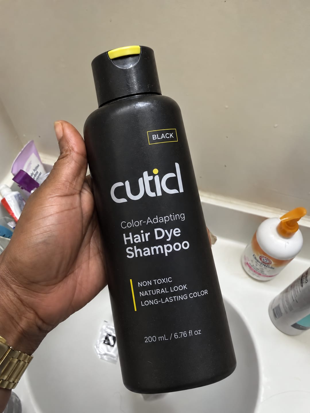 Customer photo review of Color-Adapting Instant Dye Shampoo