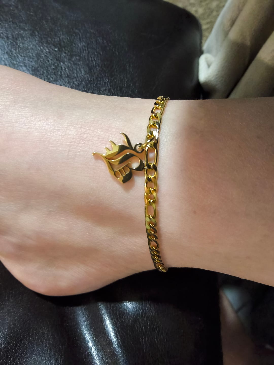 Customer photo review of Gothic Initial Anklet