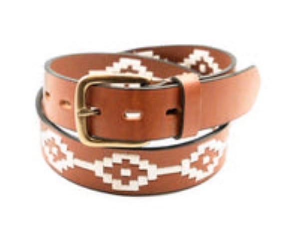 Customer photo review of Embroidered Belt (Tan/White)