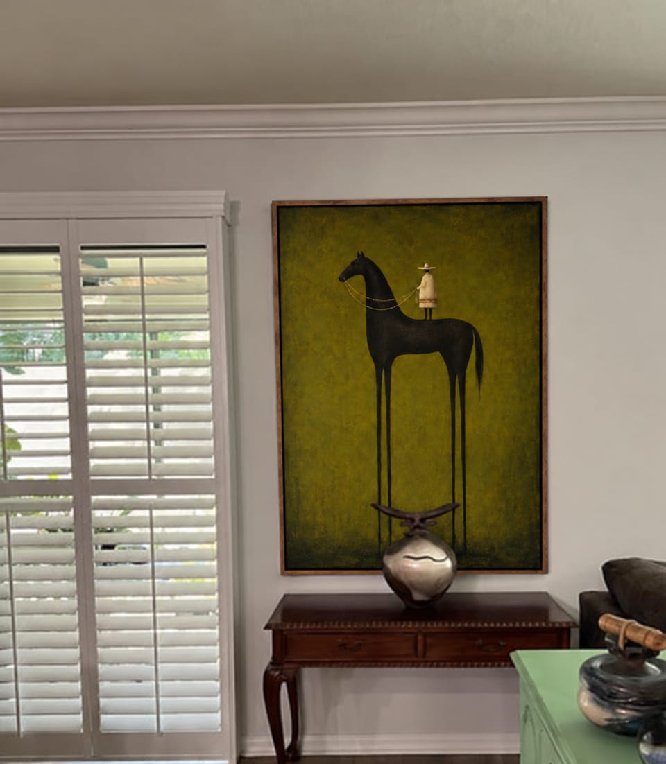 Customer photo review of Silent Reins-Olive Black Horse Painting