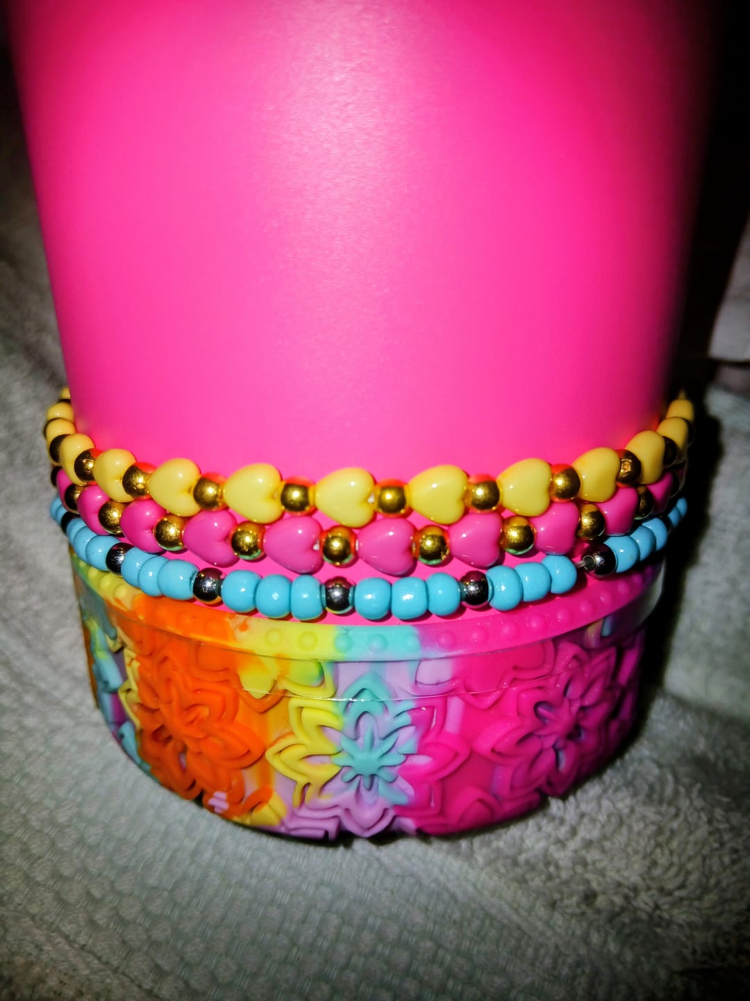 Customer photo review of Petite Slim Heart Stretchy Cup Bracelet (Pick Color)
