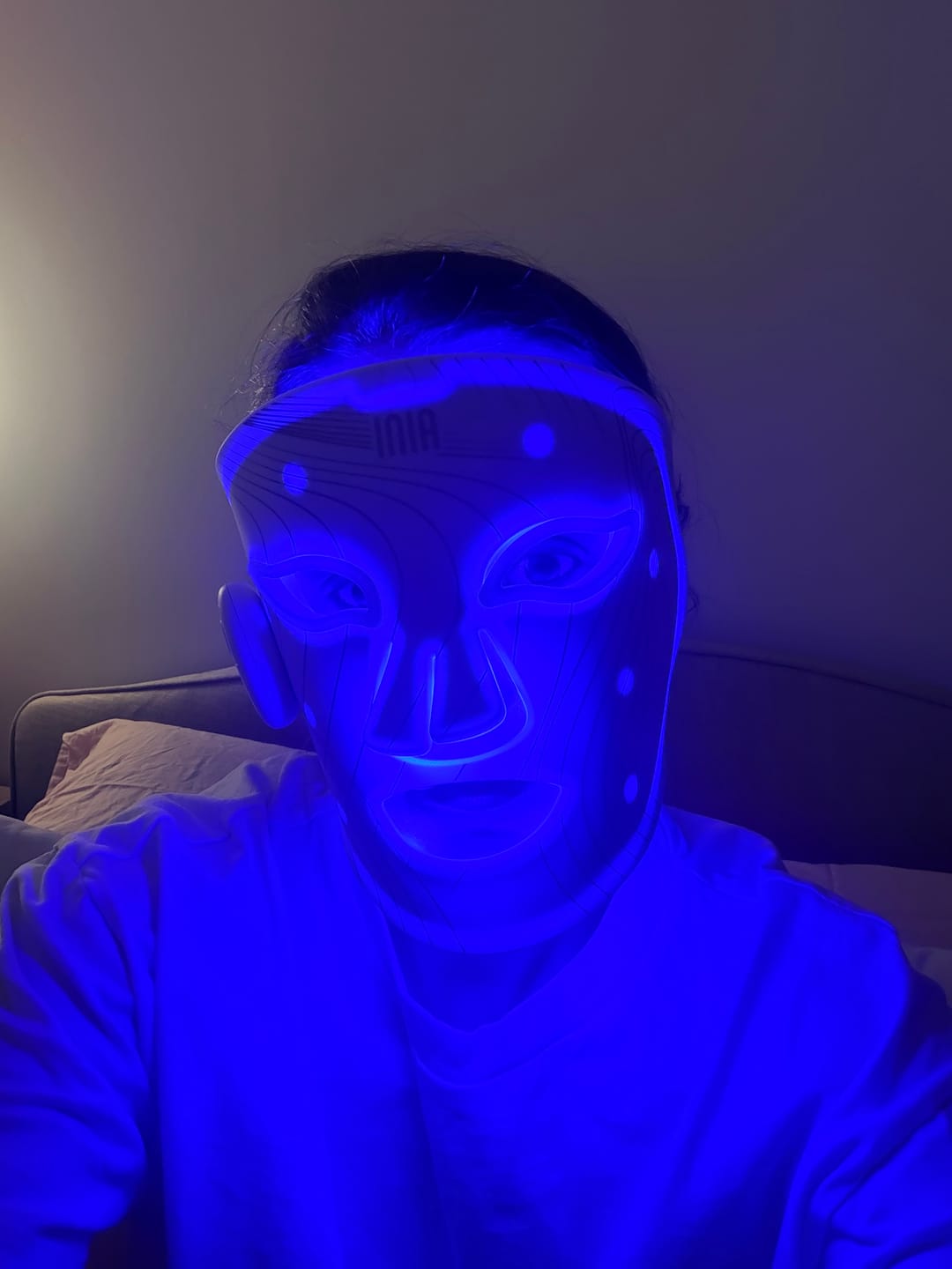 Customer photo review of INIA GLOW Wireless Red Light Therapy Mask