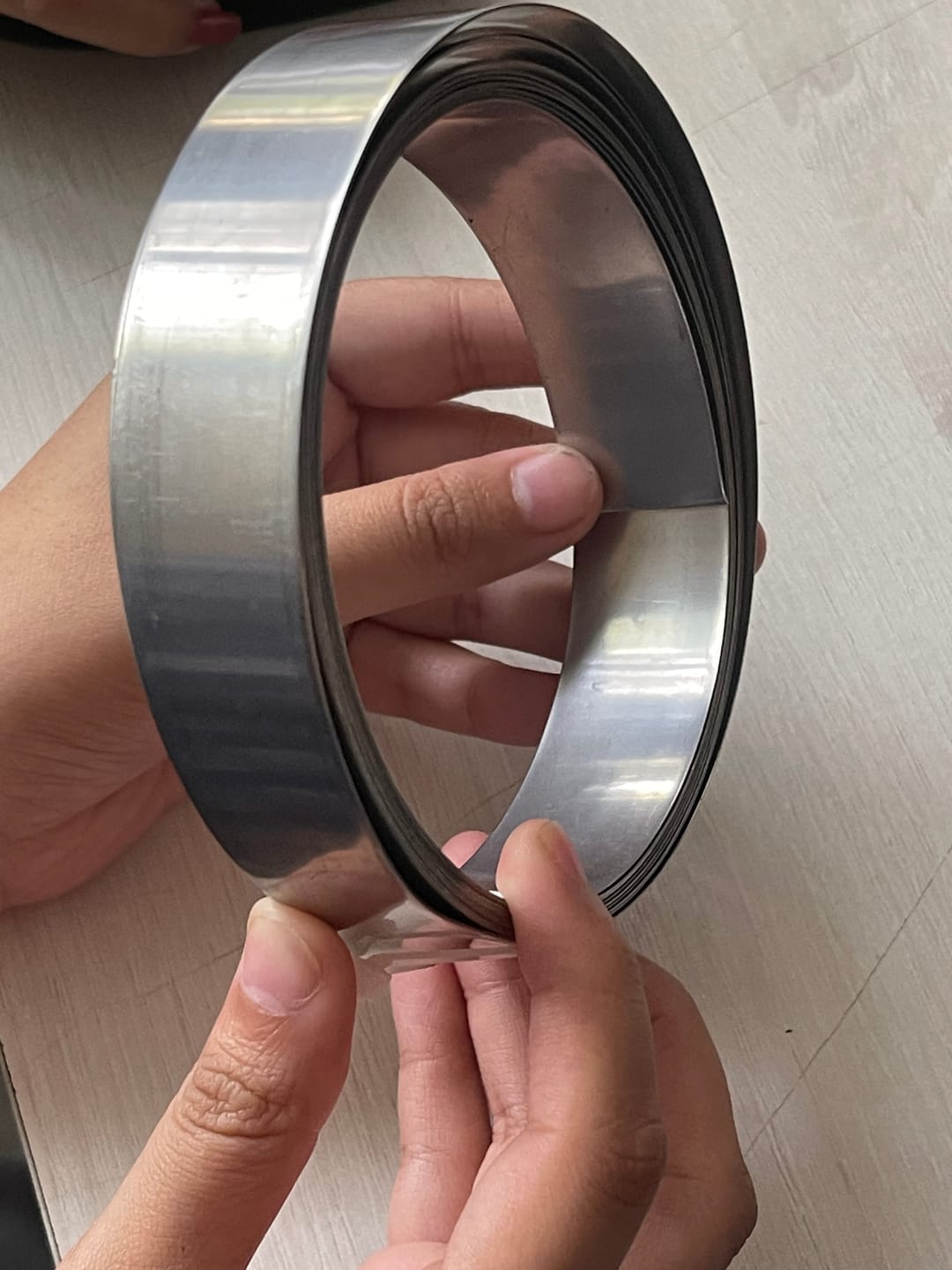 Customer photo review of Stainless Steel Metal Strip – Vastu Remedy for Main Entrance & Door Energy Balance | Ideal for Toilets, Thresholds & Long-term Durability | 1 Thickness | 8-100 Ft Lengths