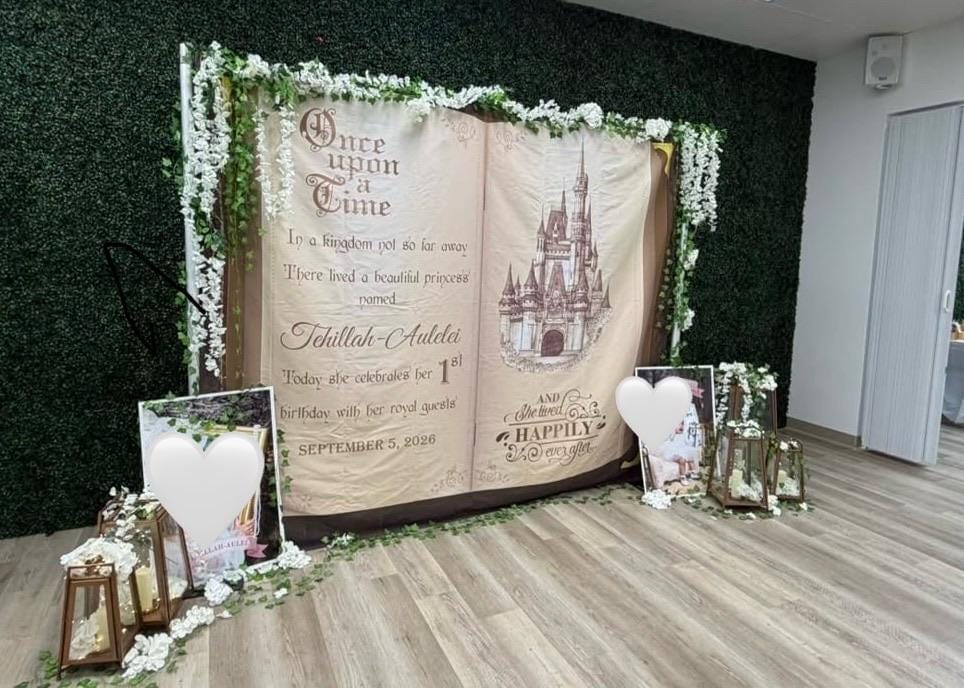 Customer photo review of Rustic Vintage Castle Backdrop Prince Princess Birthday Decoration Large Book Wedding Backdrop Once Upon a Time Party Quince Birthday Decor