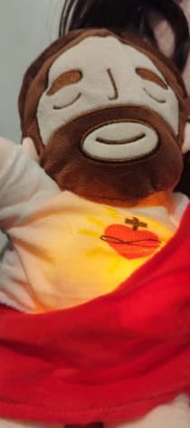 Customer photo review of Breathing Jesus Plush for Sleep Better
