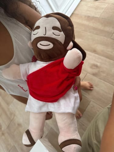 Customer photo review of Breathing Jesus Plush for Sleep Better