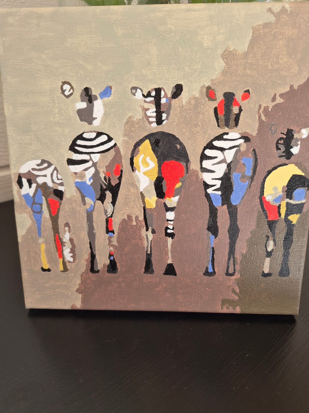 Customer photo review of Mini Peinture par Numéros 20x20cm avec cadre Zèbres de dos