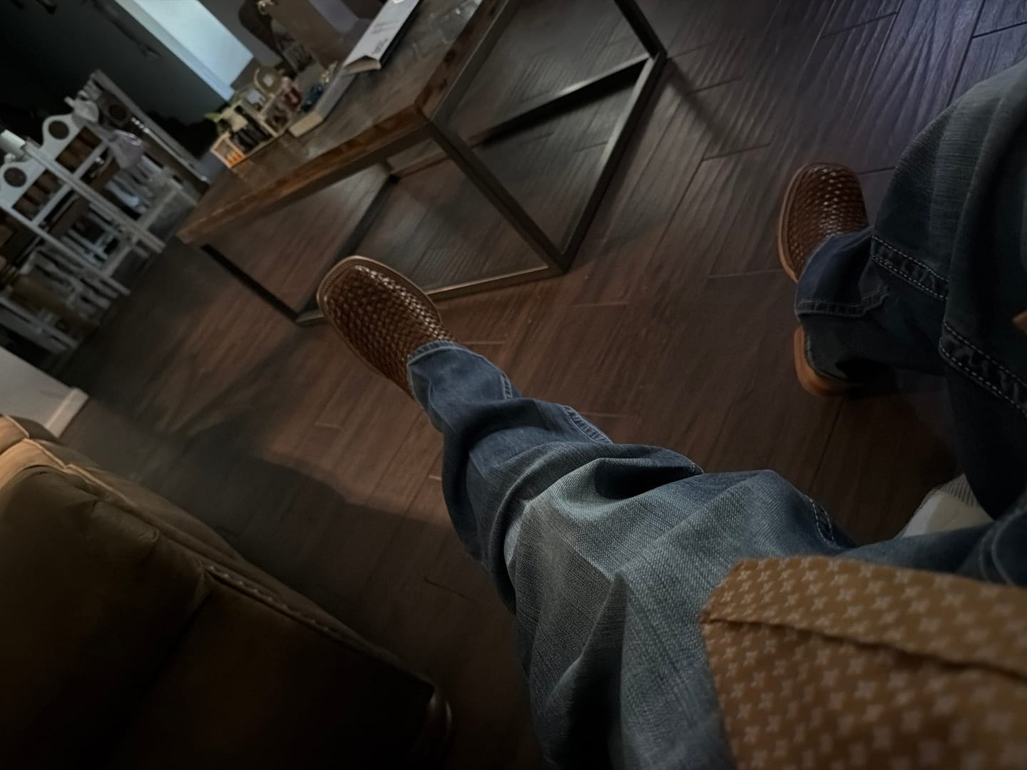 Customer photo review of Tan Basketweave Leather Chelsea Boot - Square Toe