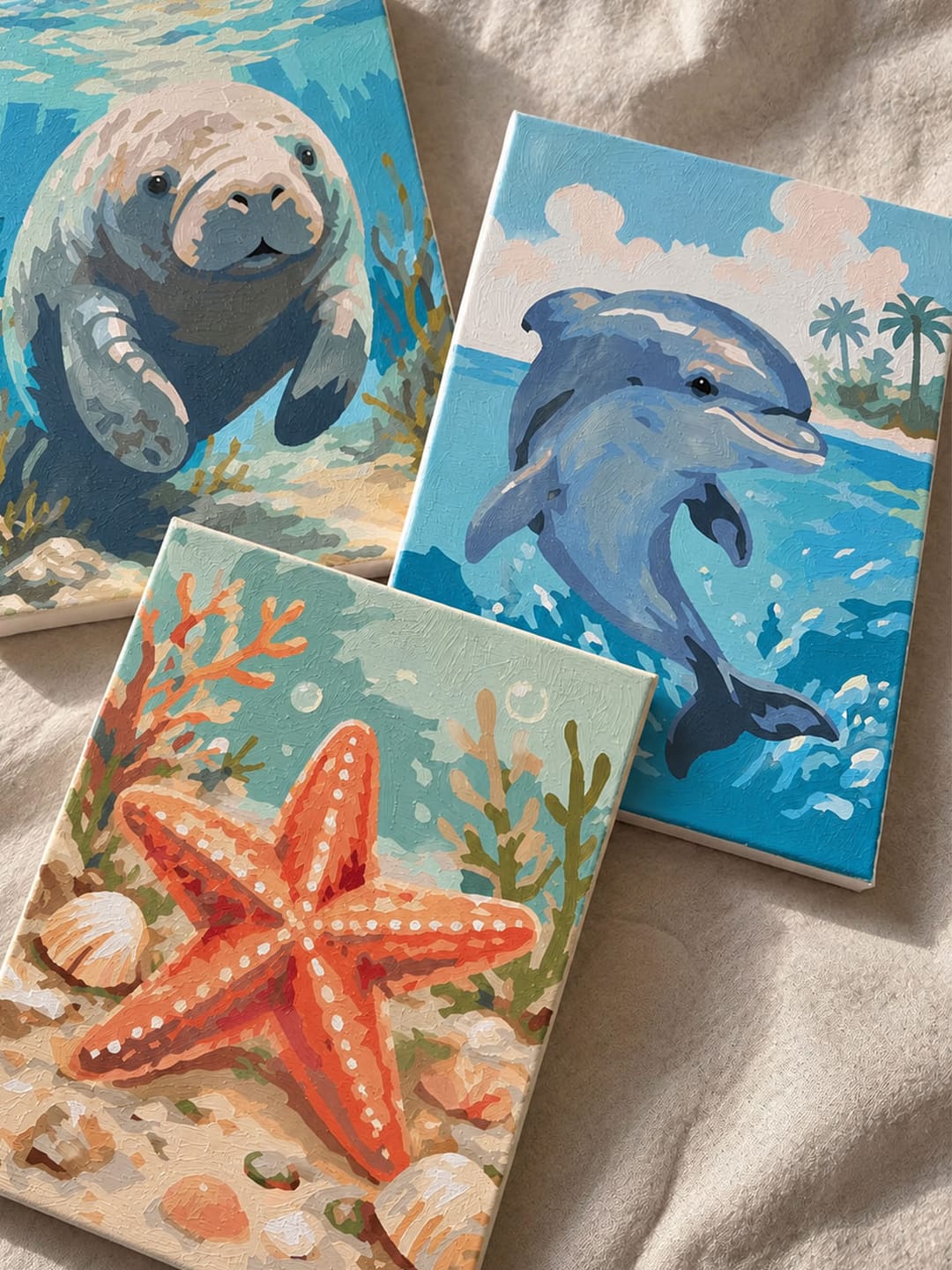 Customer photo review of Mini Peinture par numéros 15x20cm (6 pièces) - Trésors de l'Océan