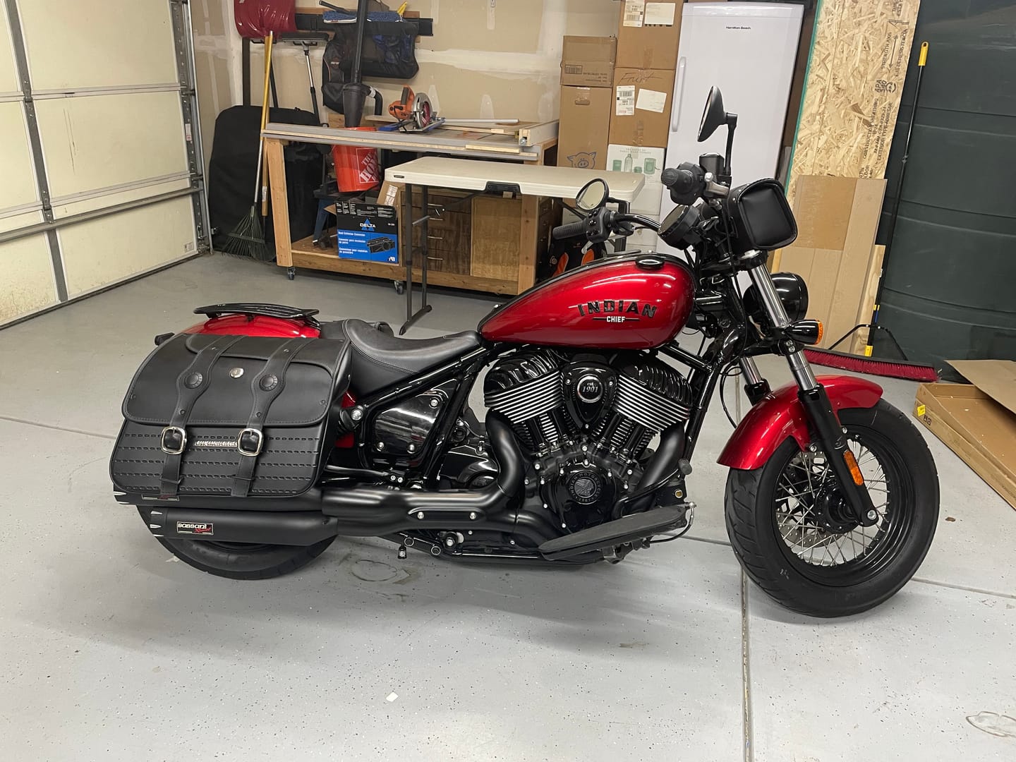 Customer photo review of 34L - ArrowHead Large Indian Chief Dark Horse Motorcycle Saddlebags