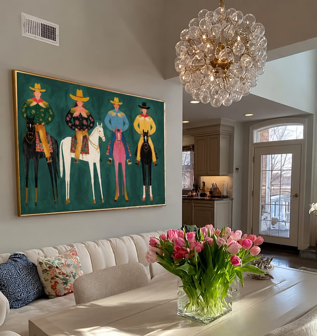 Customer photo review of Saddle Parade-Western Cowboy Horse Painting