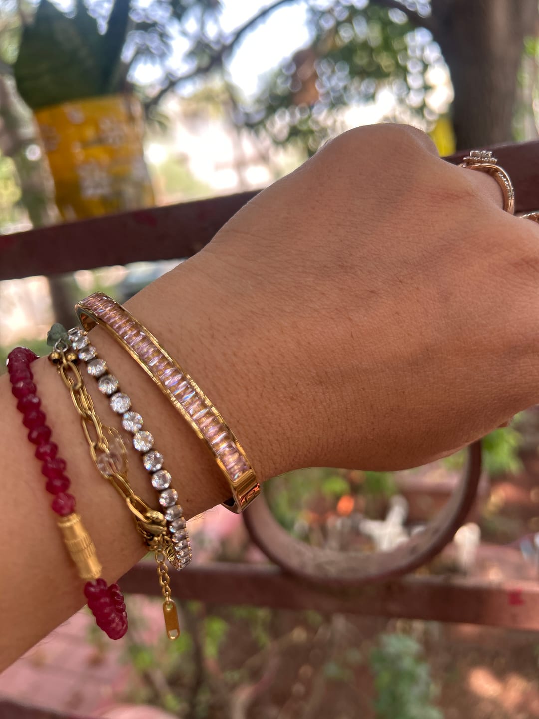 Customer photo review of Pink Enchantment Bangle Bracelet
