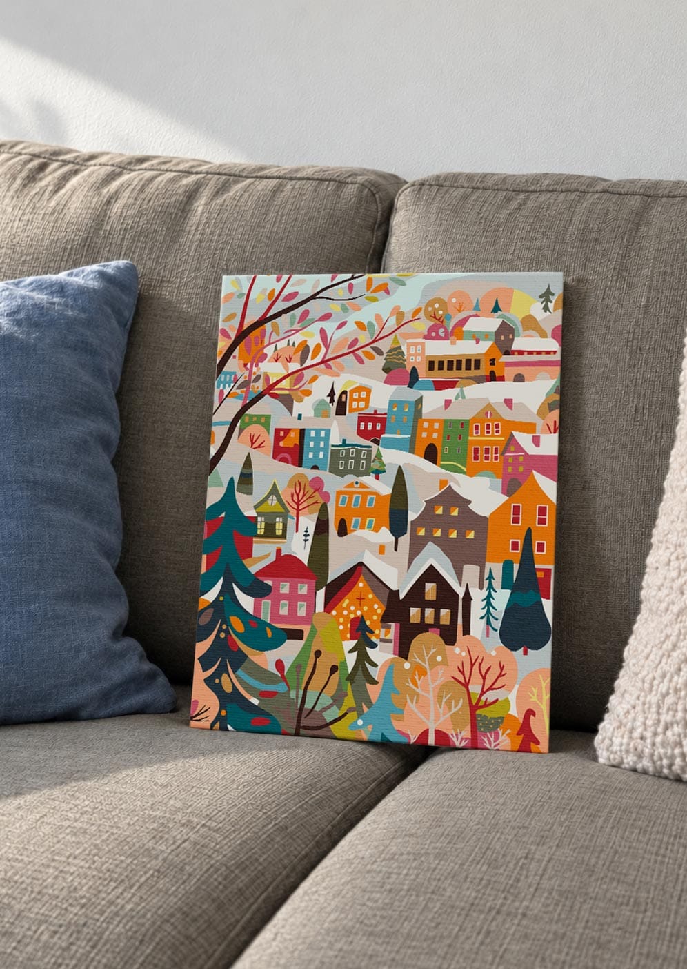 Customer photo review of Coffret Peinture par numéros - Village hivernal coloré