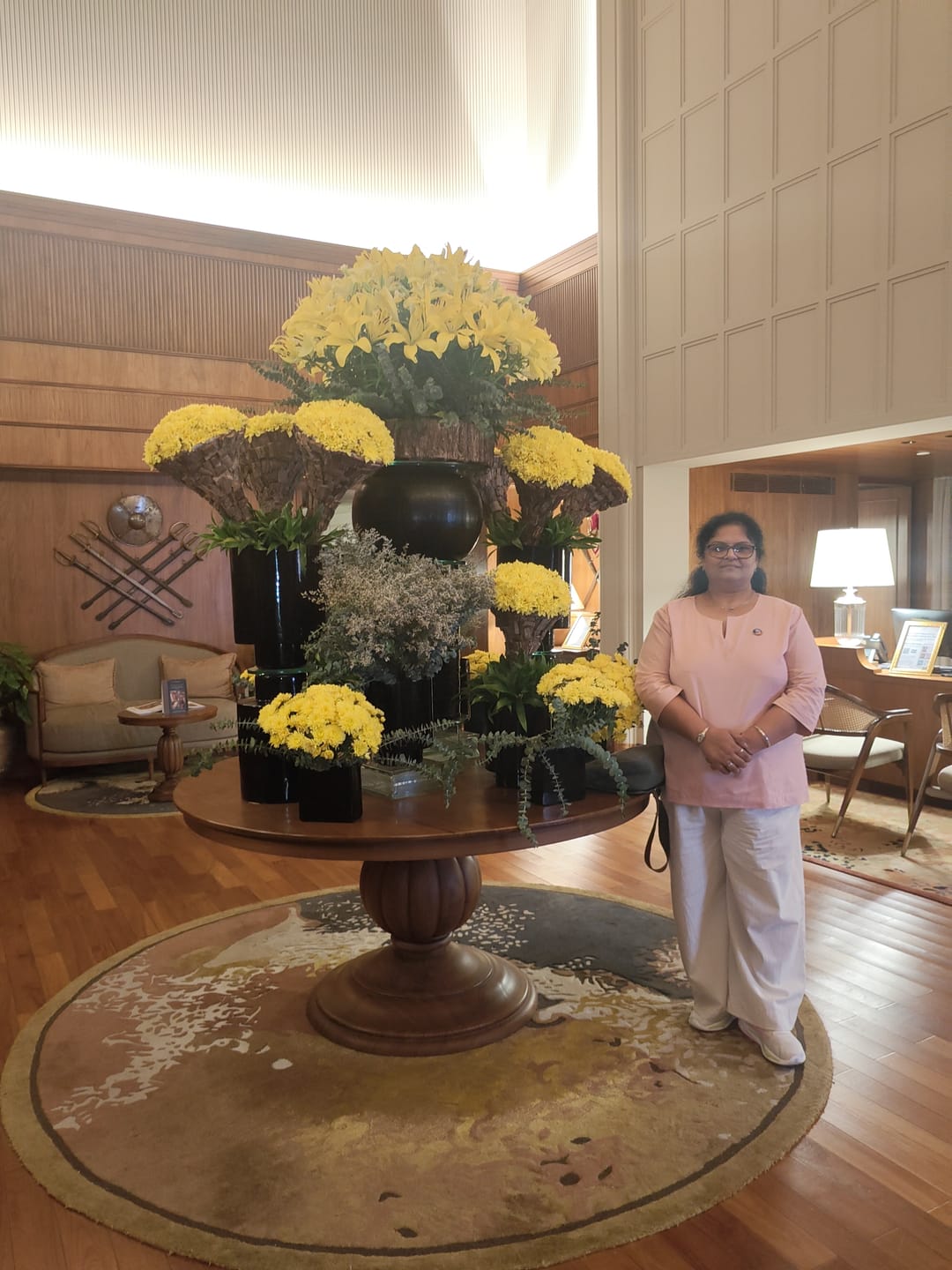 Customer photo review of Women Ecru Airy Linen Wide Leg Pant