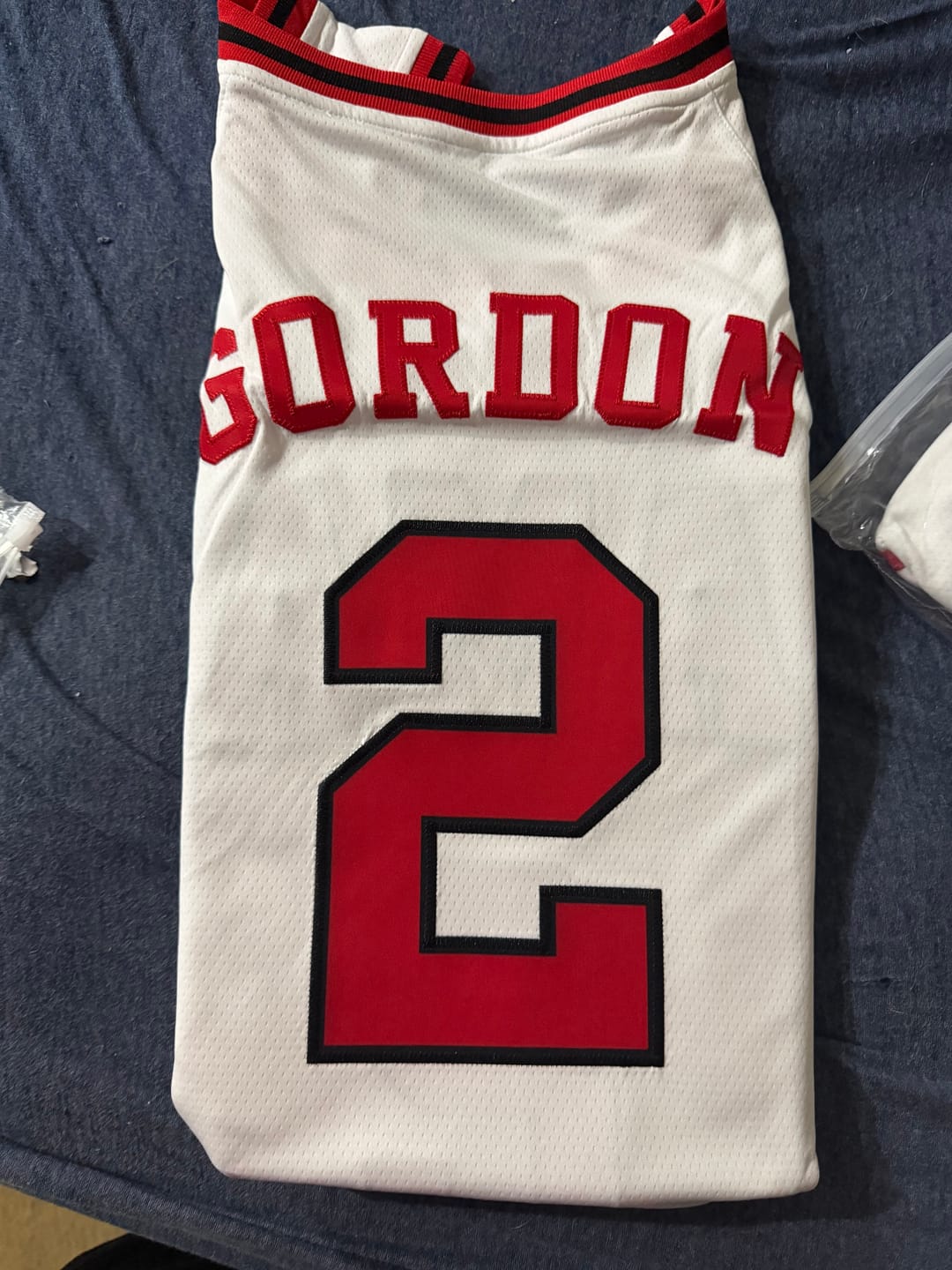 Customer photo review of Custom Black Red-White Classic Tops Breathable Basketball Jersey
