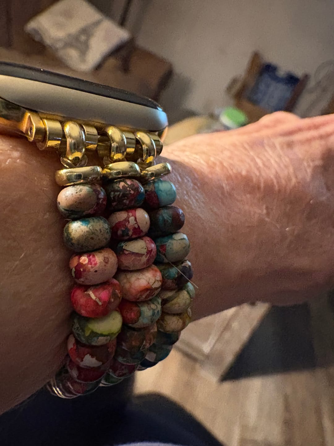 Customer photo review of Kaleidoscope Boho Stretch Apple Watch Strap