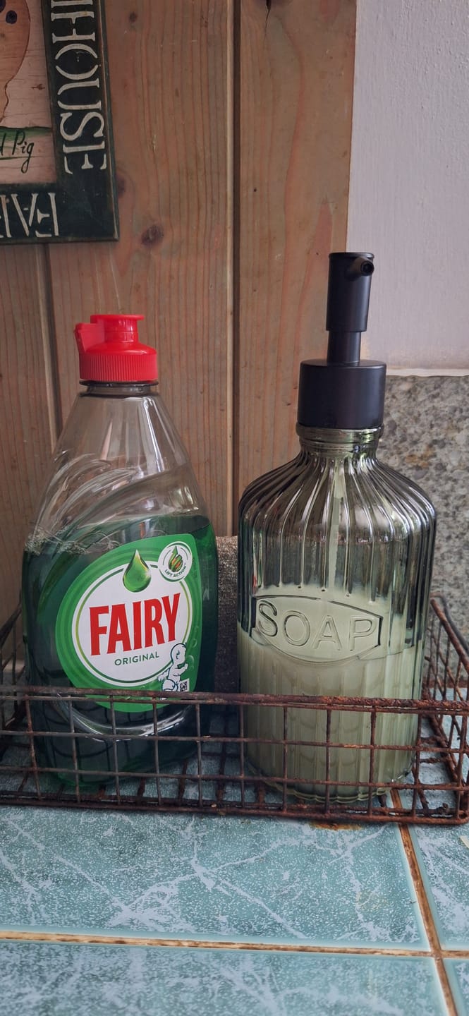 Customer photo review of Green Ridged Glass Soap Dispenser - Large