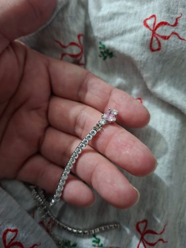 Customer photo review of Pulsera Zirconia Corazon Rosa Pan Plata Ley 925