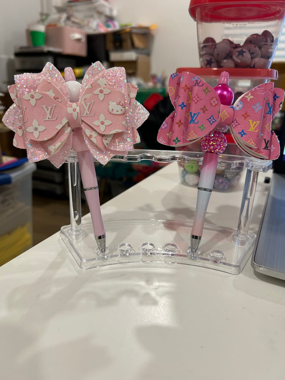 Customer photo review of Pink Multicolor V*L Graphic Decor Bow Beads For DIY Beadable Pens