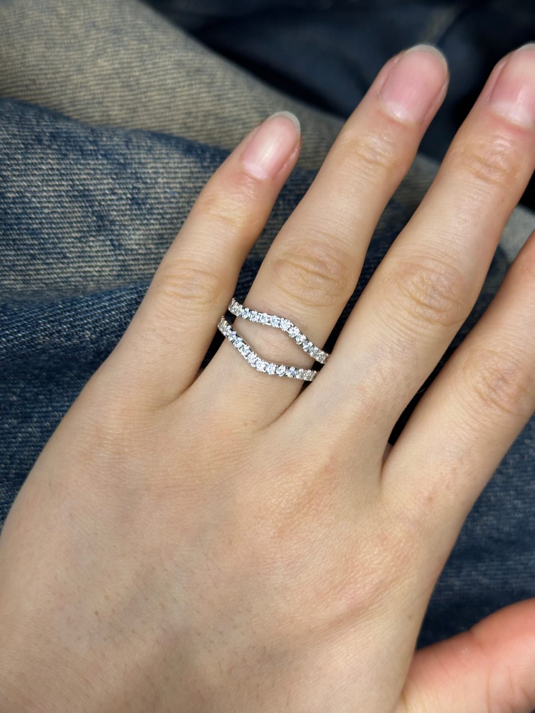 Customer photo review of S925 Vintage Insert 0.9 Round Cut Wedding Band Engagement Ring Enhancer In Sterling Silver