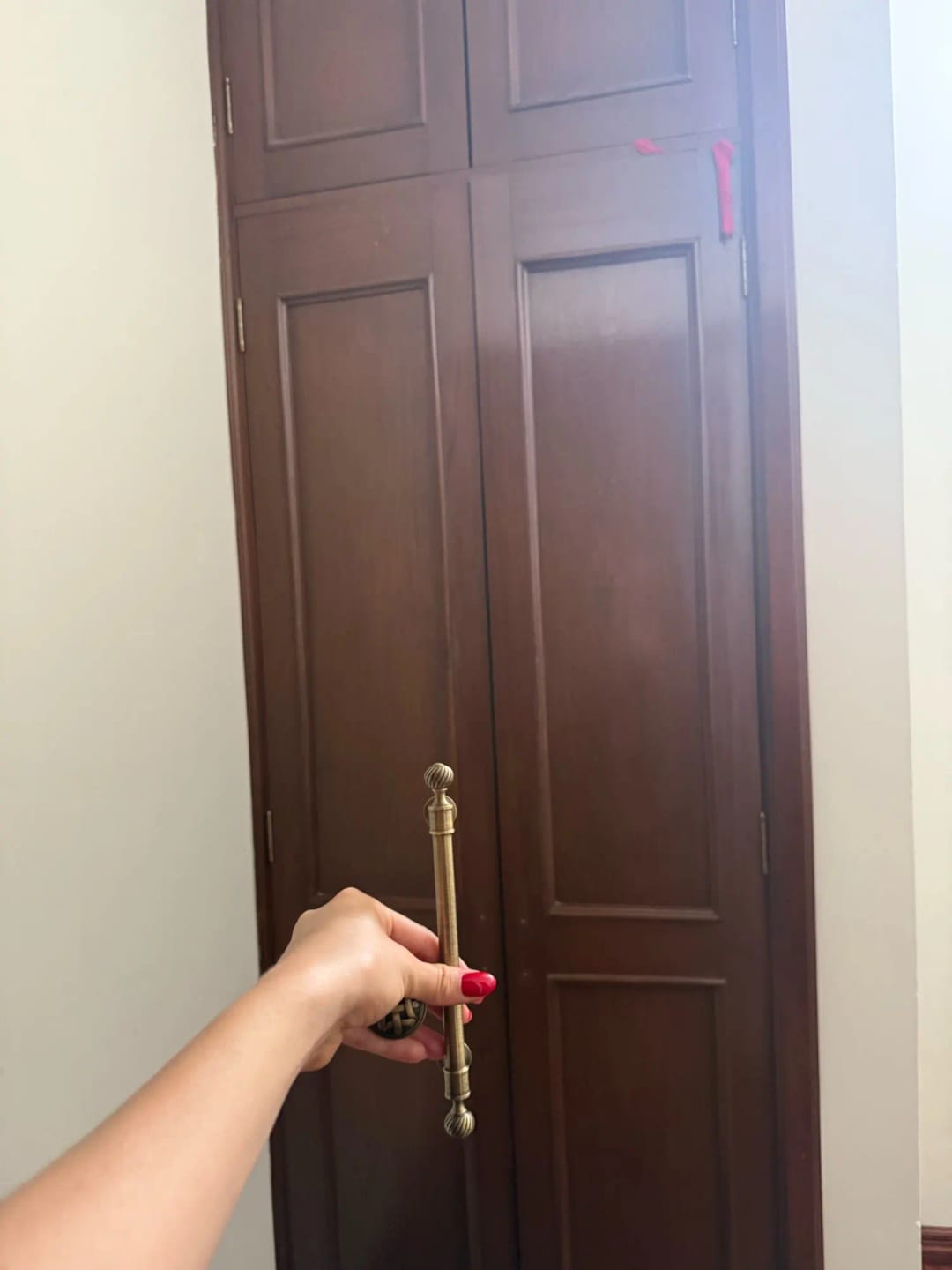 Customer photo review of Ribbed Solid Brass Cabinet Pull, Antique Brass