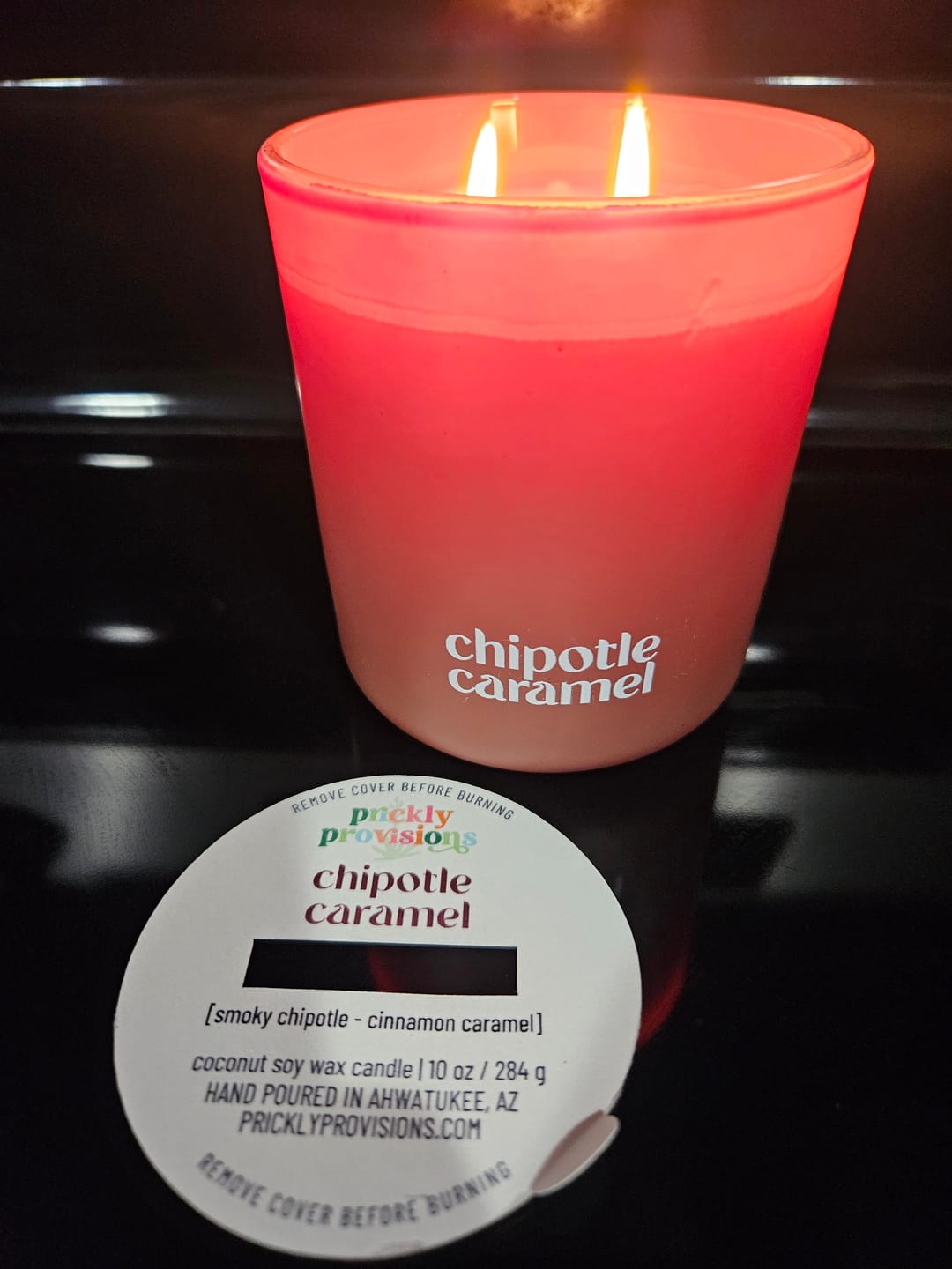 Customer photo review of Chipotle Caramel | 9 oz Double-Wick Candle