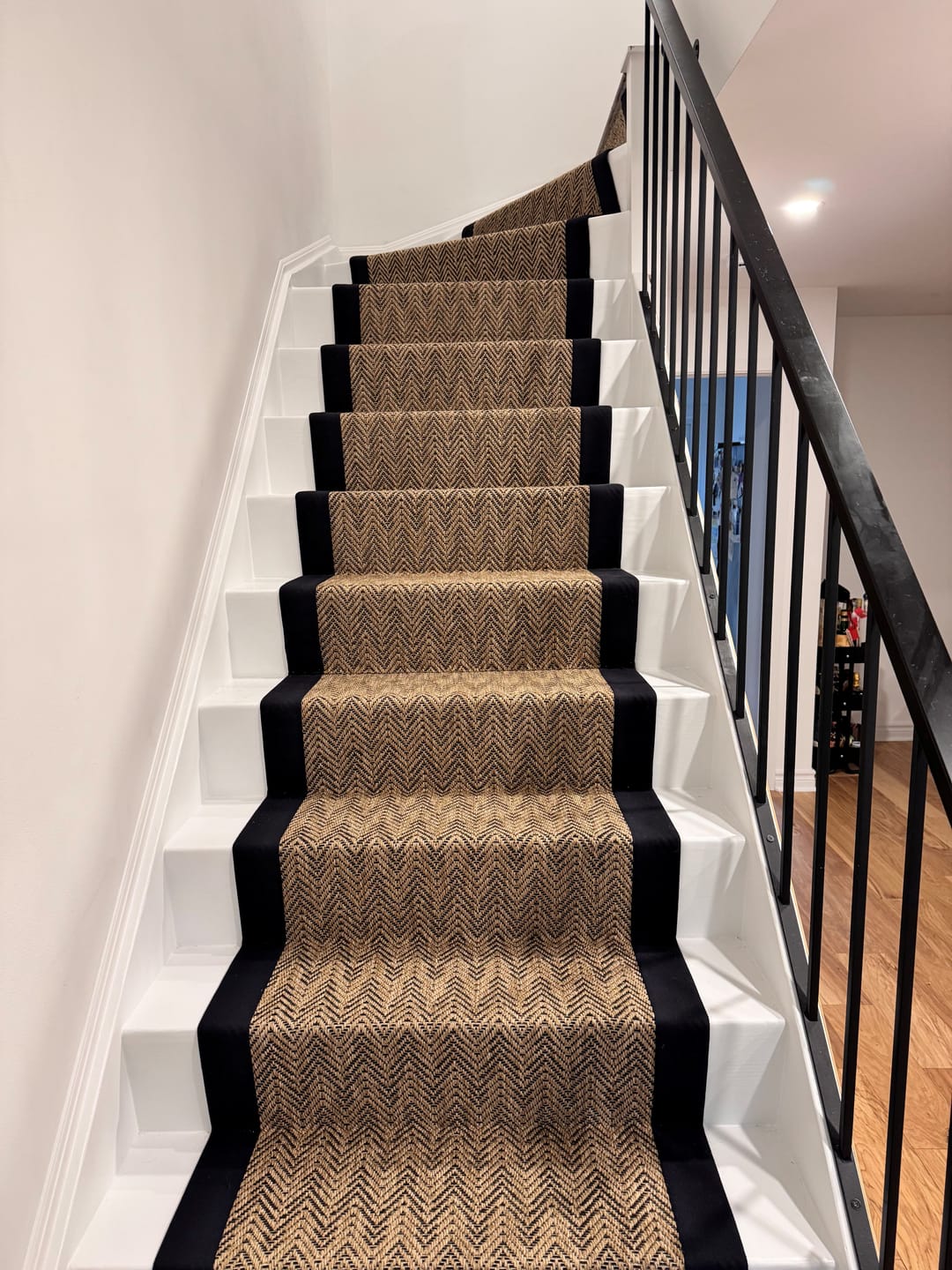Customer photo review of Sisal Herringbone Stair Runner / Hallway Runner