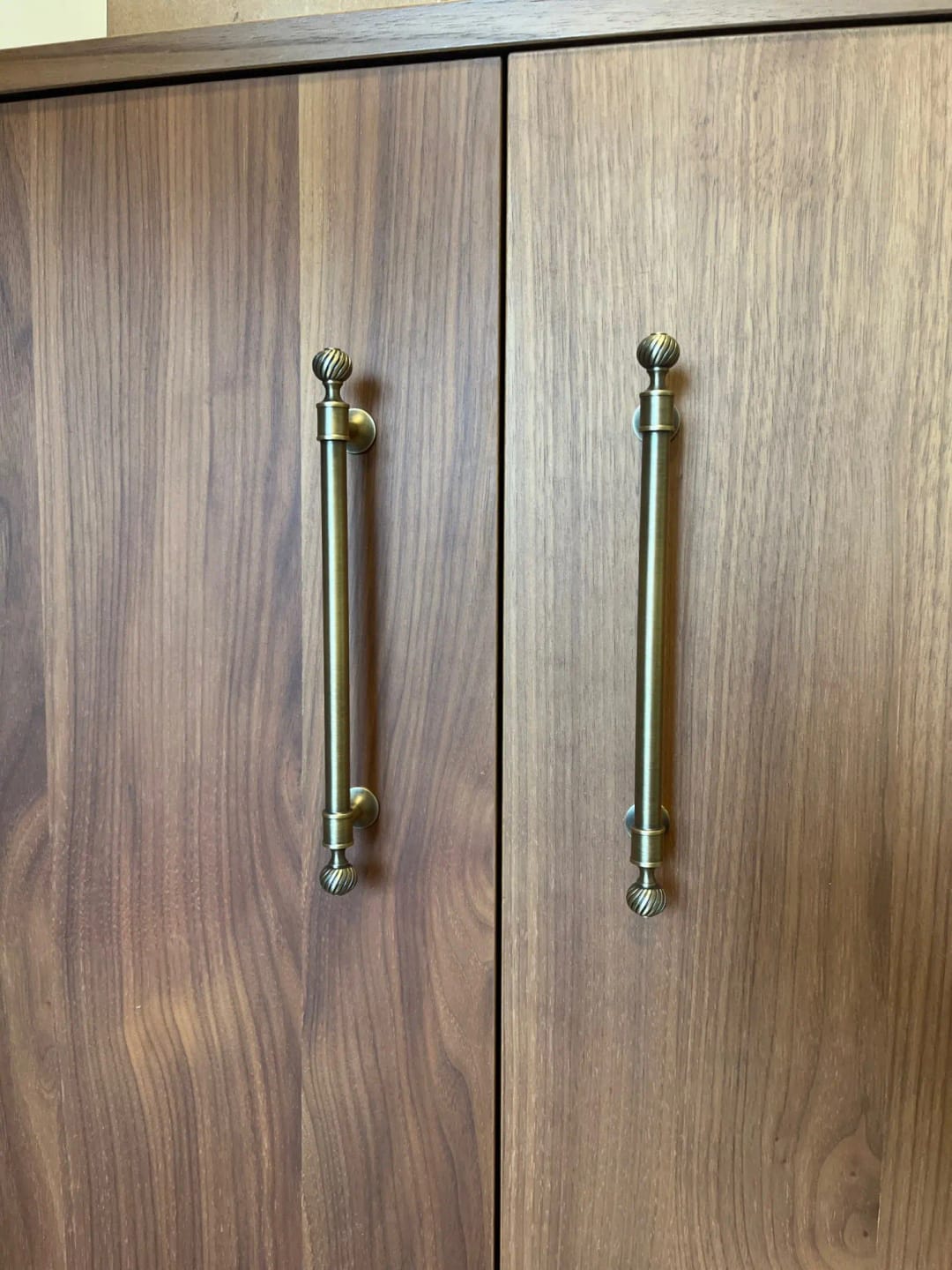 Customer photo review of Ribbed Solid Brass Cabinet Pull, Antique Brass