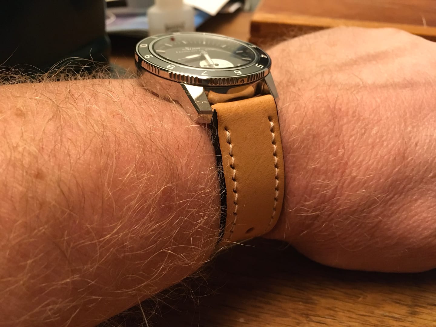 Customer photo review of Natural Buttero Leather Watch Strap, Natural Thread