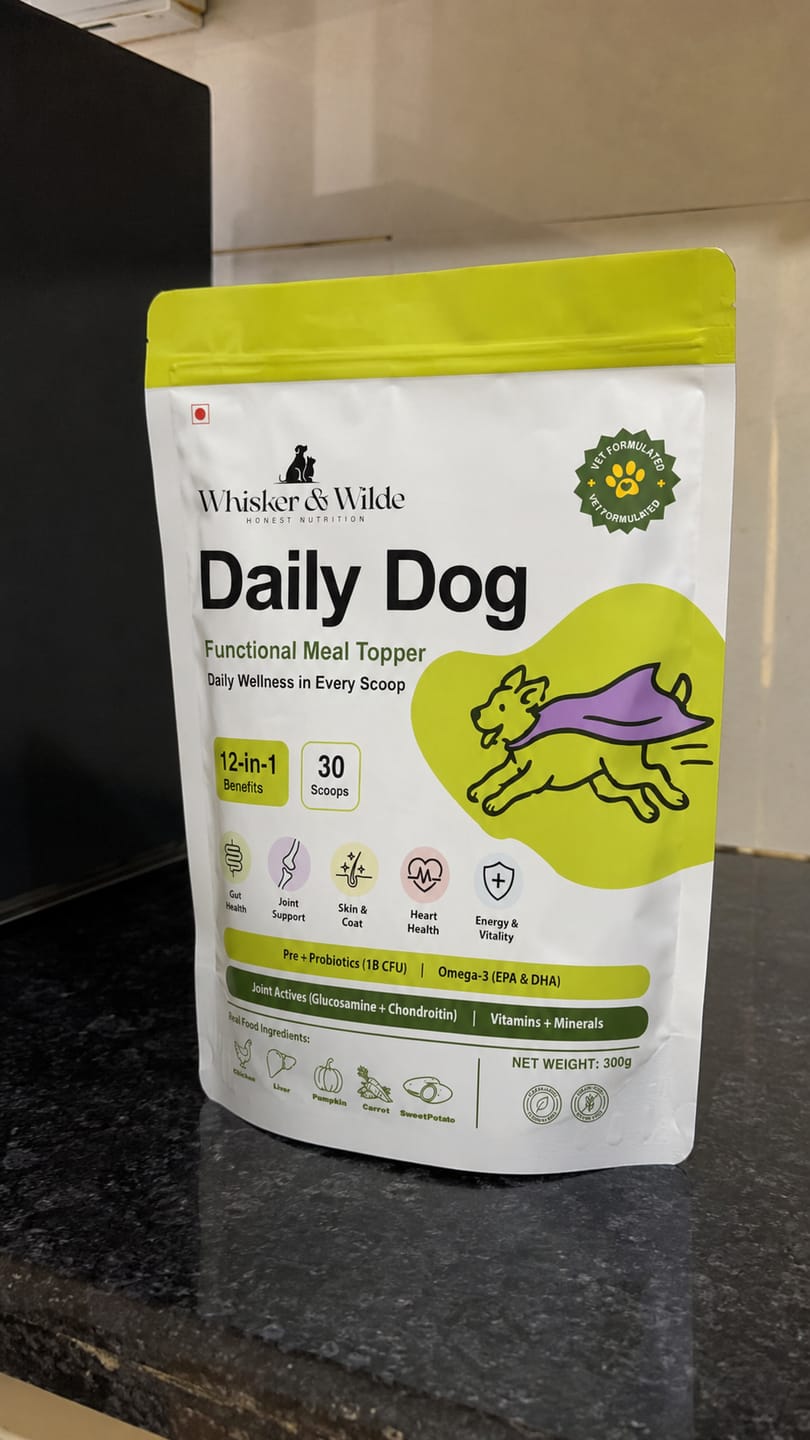 Customer photo review of Daily Dog Topper · 12-in-1 Vital Benefits