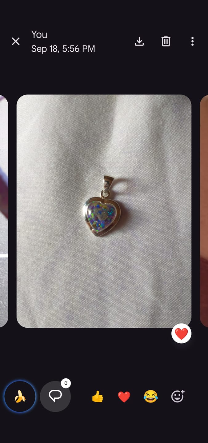Customer photo review of Petite Bezelled Opal Heart