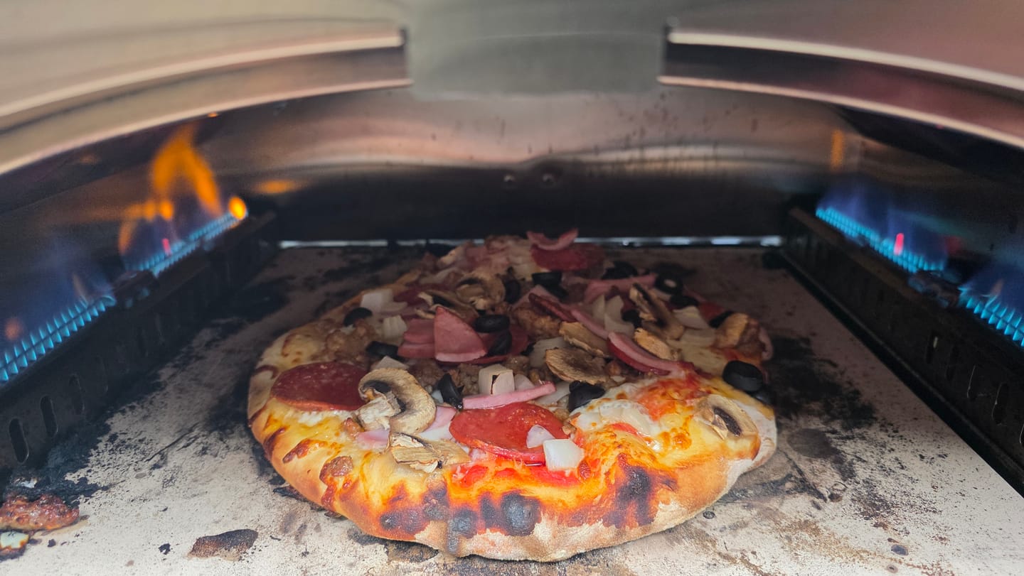 Customer photo review of 15" Dual Burner Gas Pizza Oven
