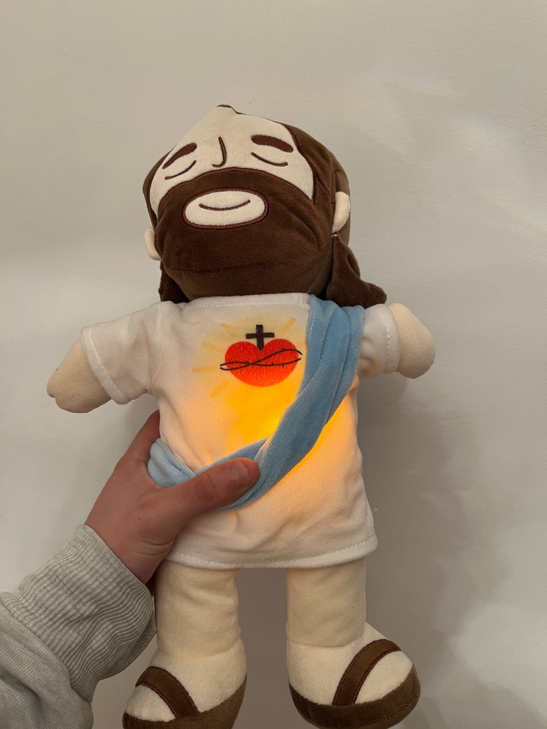 Customer photo review of Breathing Jesus Plush for Sleep Better