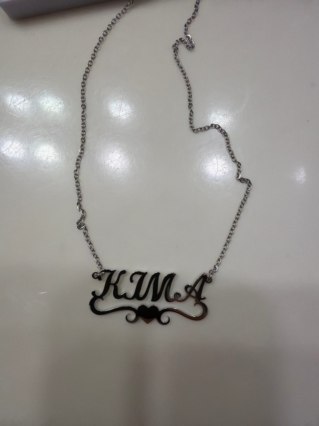 Customer photo review of Love Heart Name Necklace