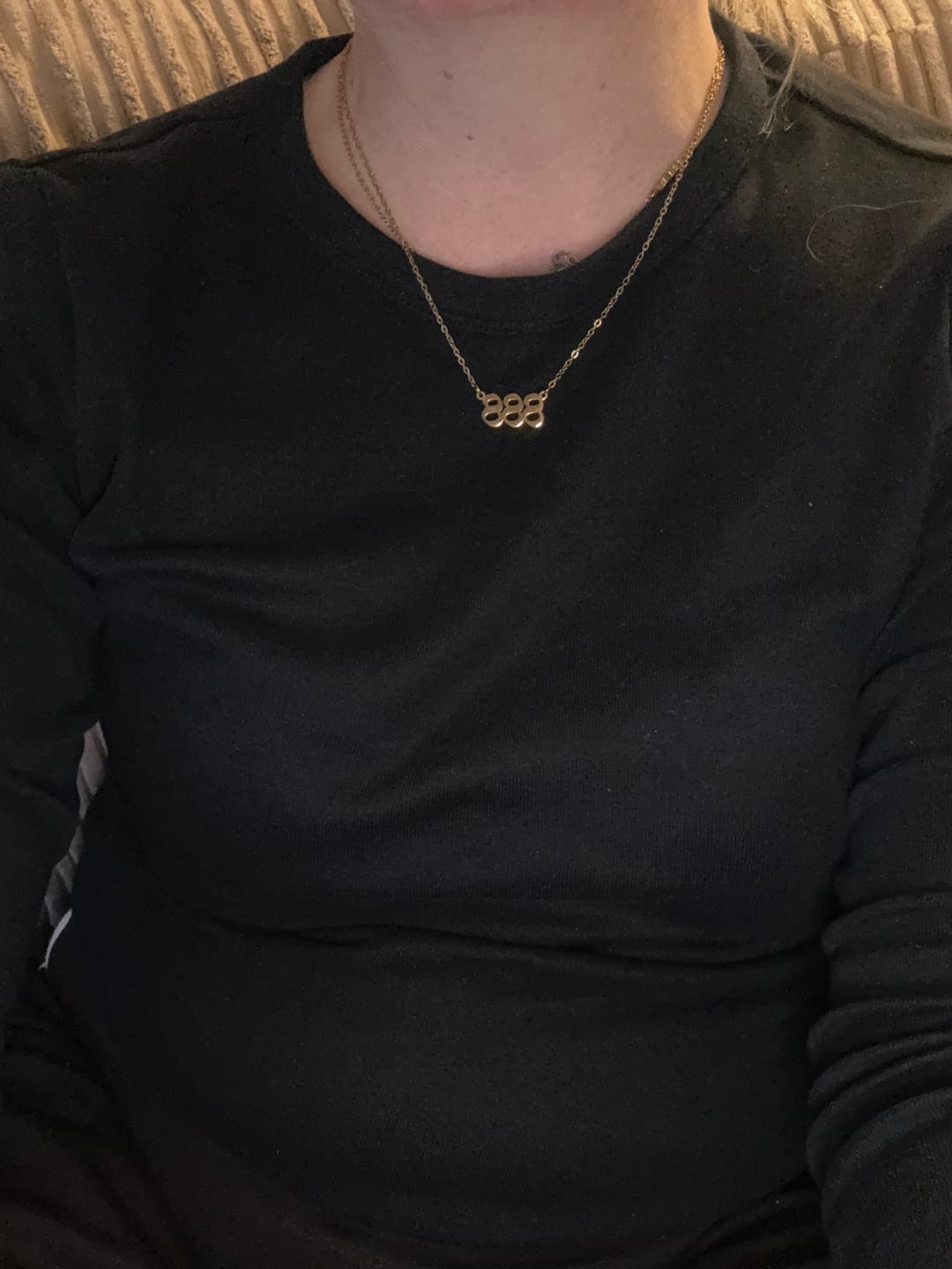 Customer photo review of Angel Numbers 18k Gold Necklace