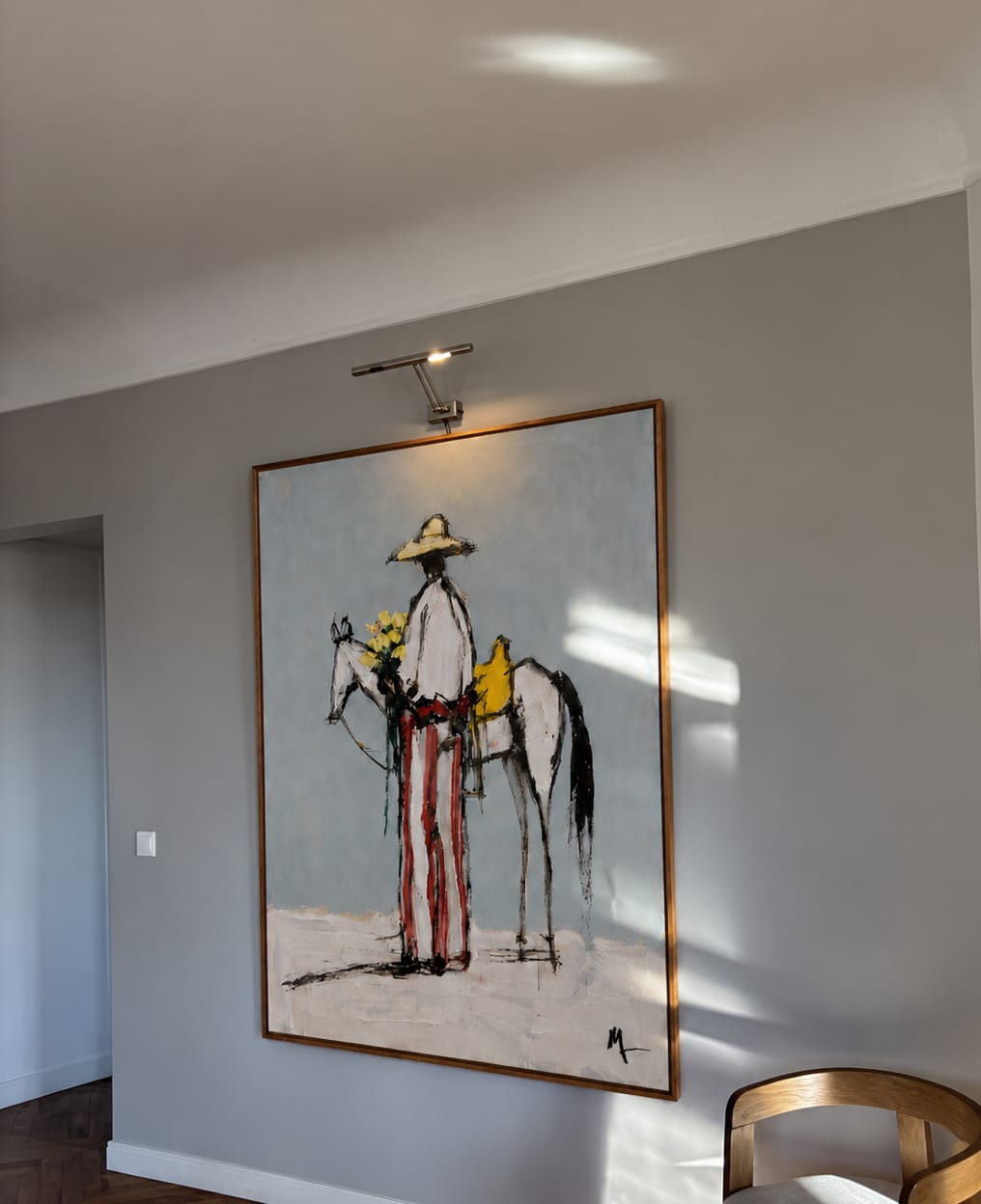 Customer photo review of Golden Bloom Rider-White Horse Painting