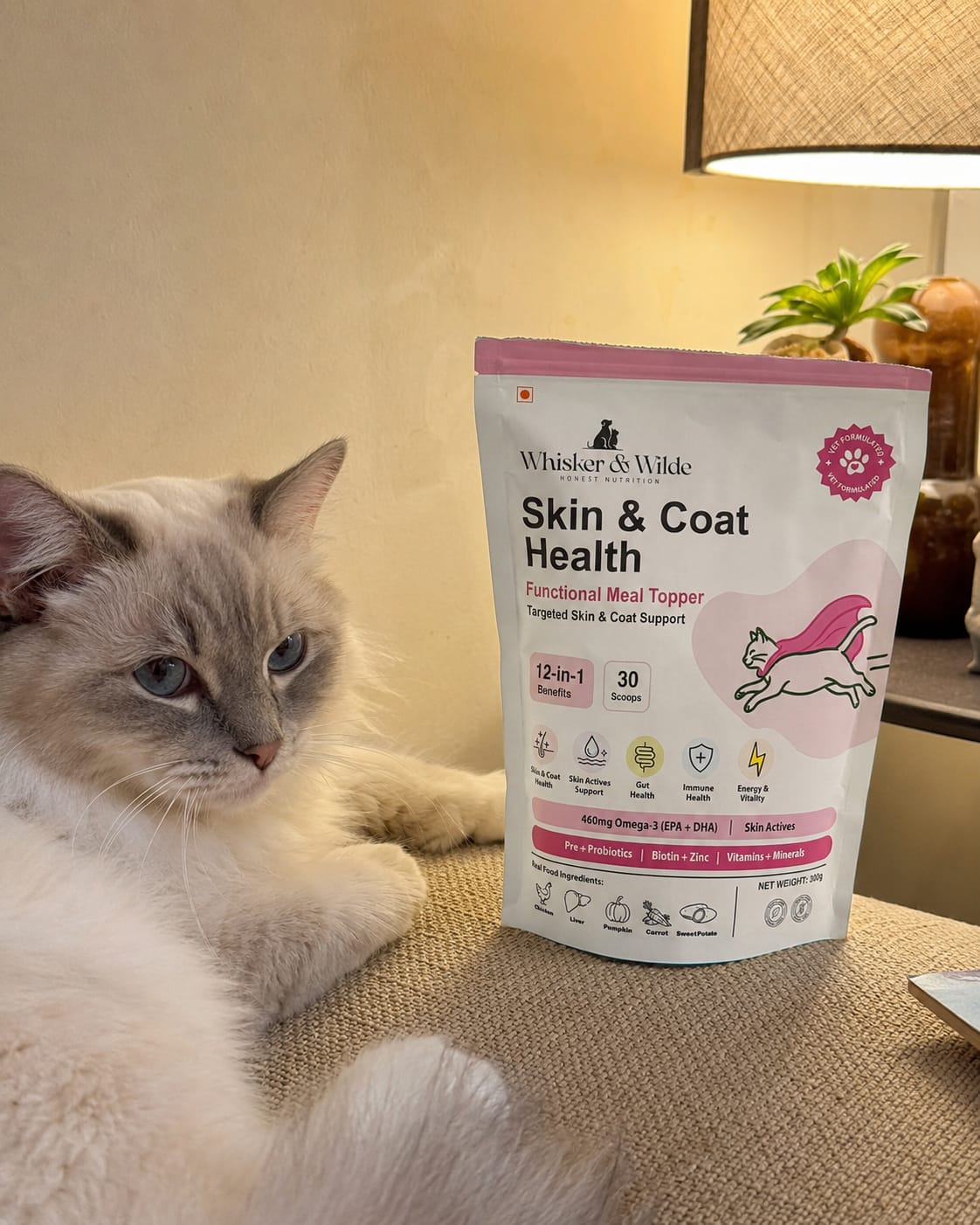 Customer photo review of Skin & Coat Cat Topper · 460mg Omega-3 for Dull Coat, Itchy Skin & Shedding