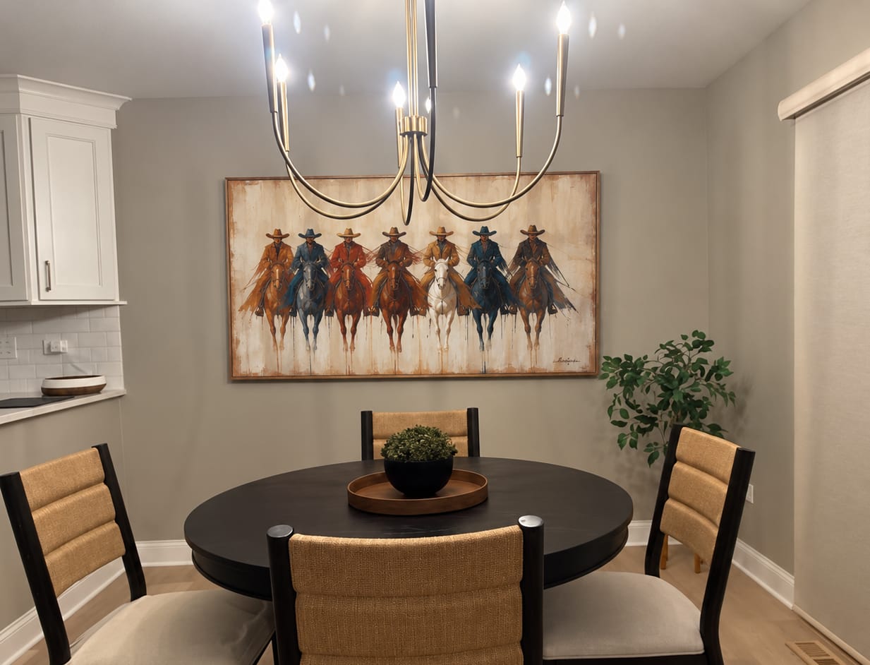 Customer photo review of Seven Riders Lineup-Western Cowboy Oil Painting