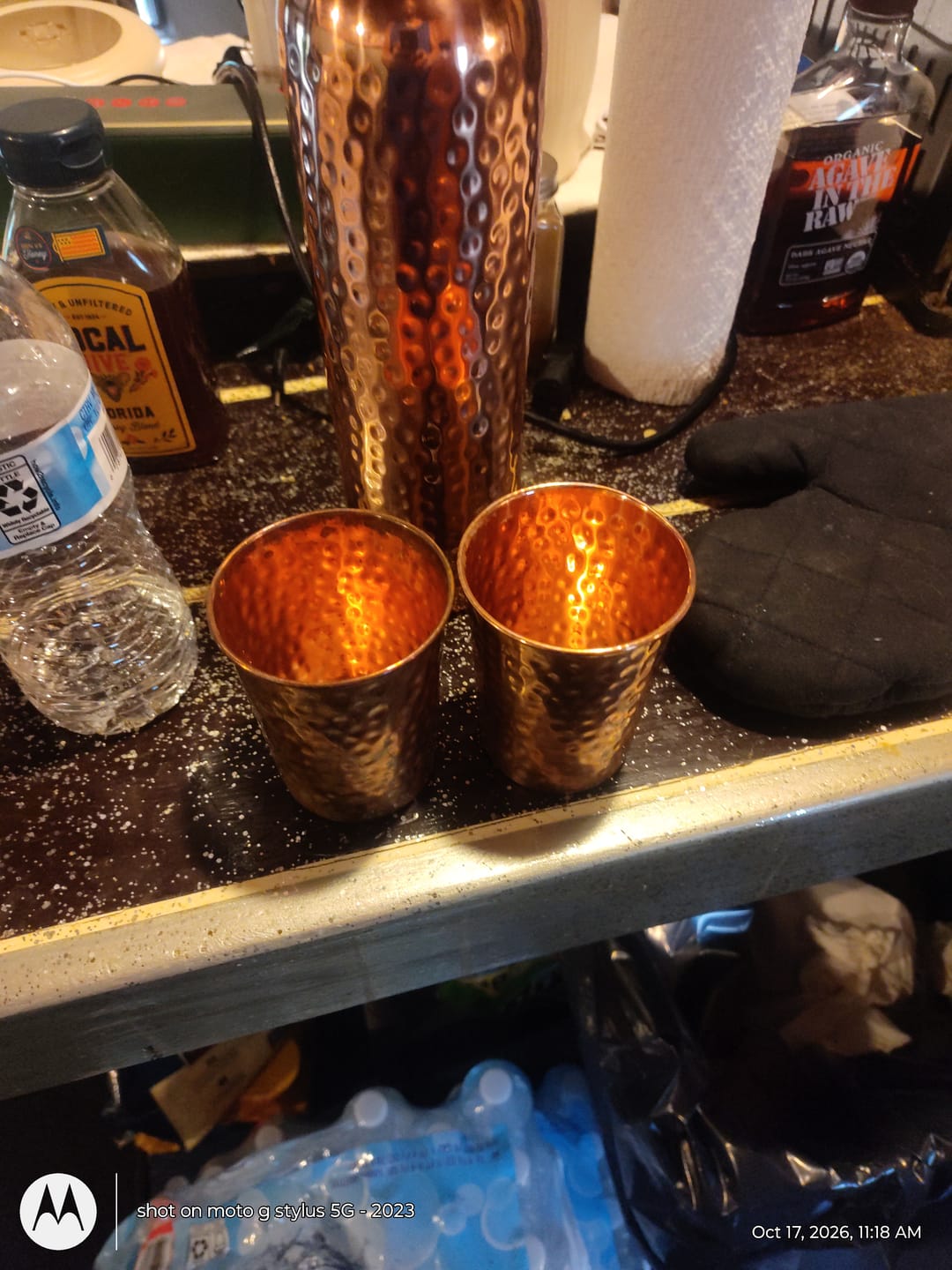 Customer photo review of Artisan Hammered Copper Glass Set