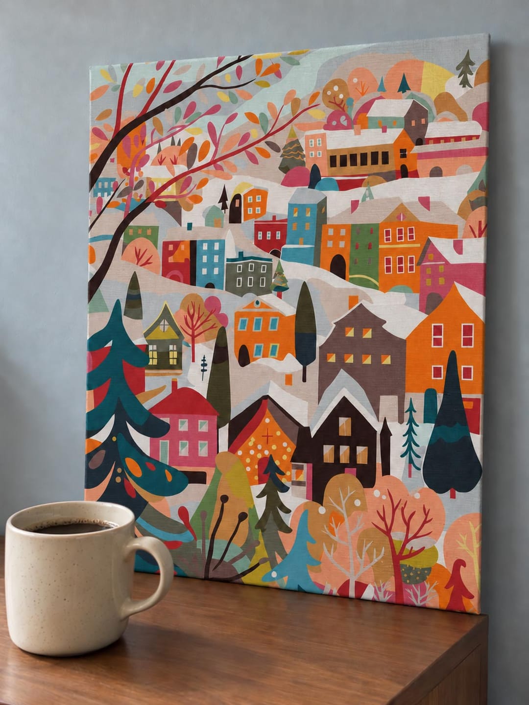 Customer photo review of Coffret Peinture par numéros - Village hivernal coloré