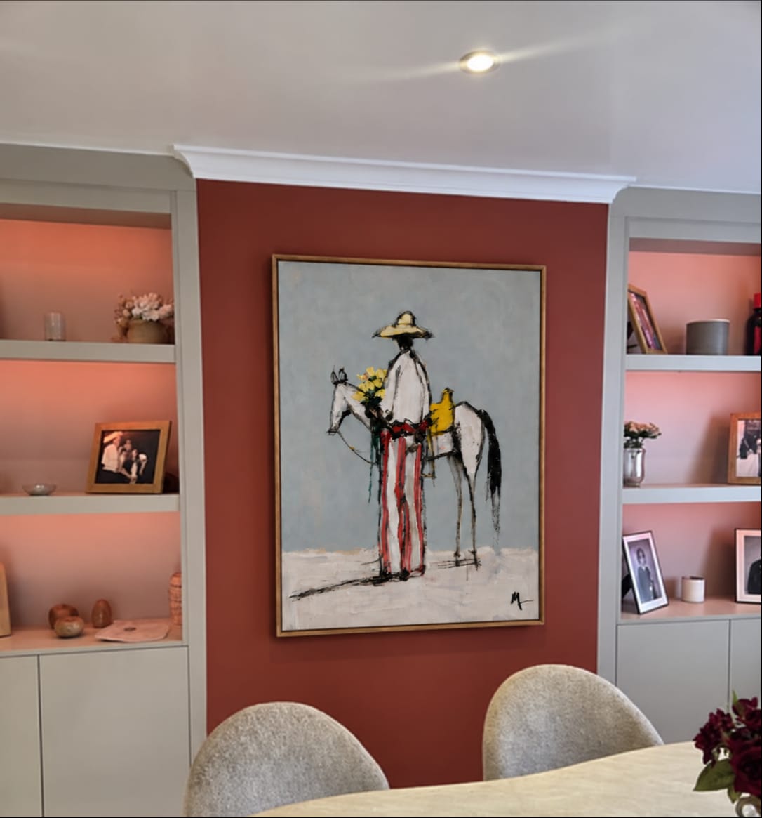 Customer photo review of Golden Bloom Rider-White Horse Painting