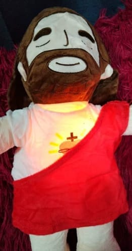 Customer photo review of Breathing Jesus Plush for Sleep Better