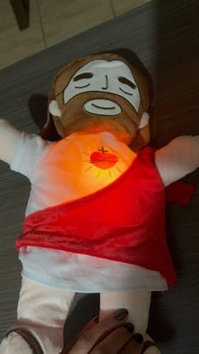 Customer photo review of Breathing Jesus Plush for Sleep Better