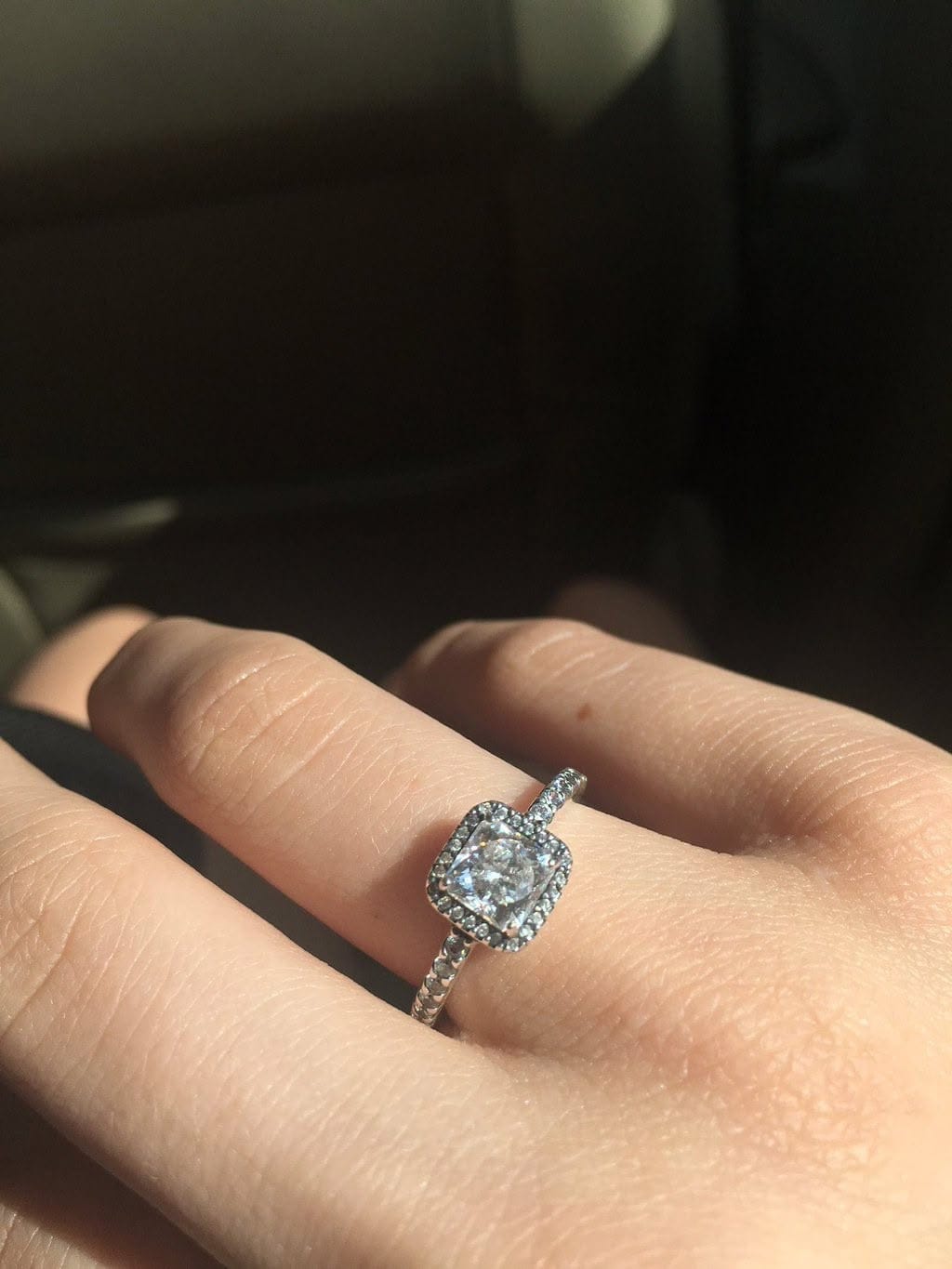 Customer photo review of Avaloria Cushion Cut Halo Pave Lab Grown Diamond Ring