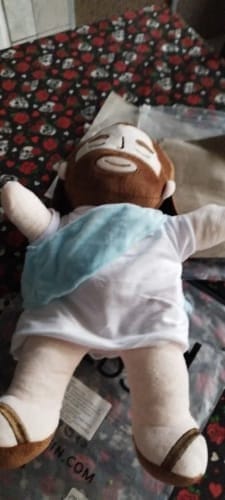 Customer photo review of Breathing Jesus Plush for Sleep Better